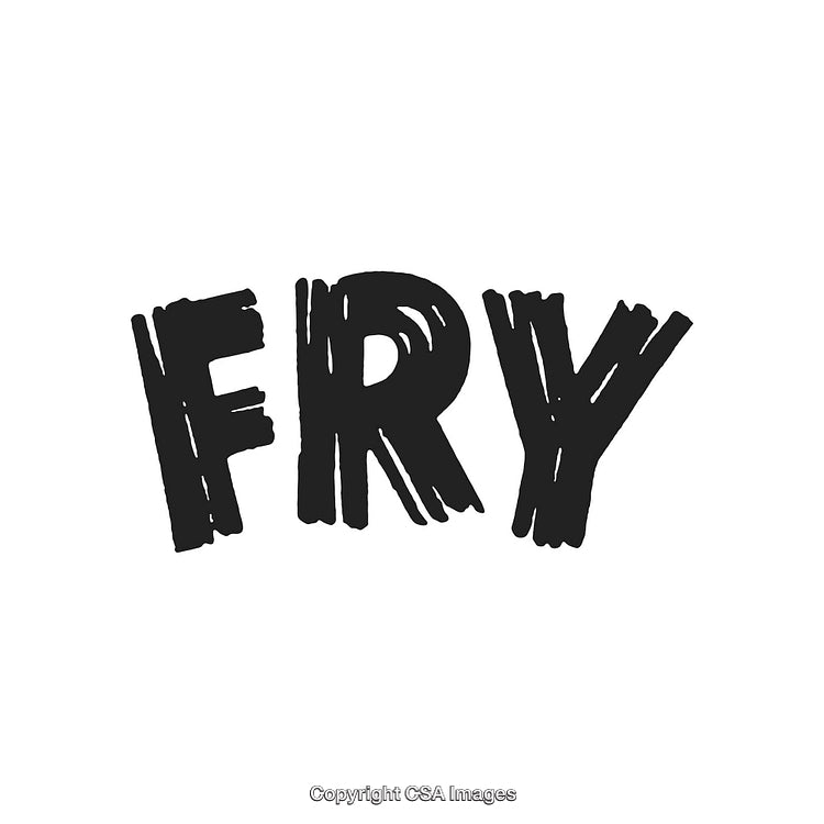 Bold Handwritten Fry Word Art in Black on White Background