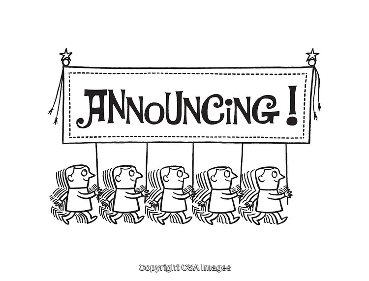 Charming Black and White Line Art With Cute Announcement Theme