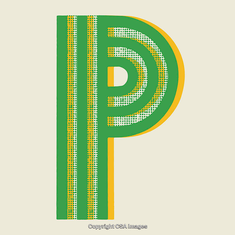 Creative Illustrated Letter P With Multicolor Artistic Details