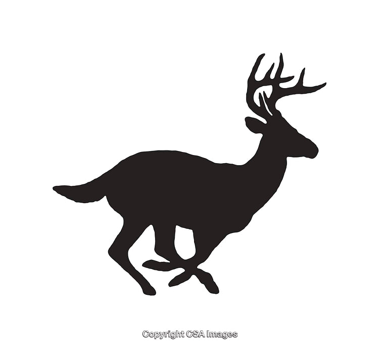Black Silhouette of a Running Stag with Antlers Illustration