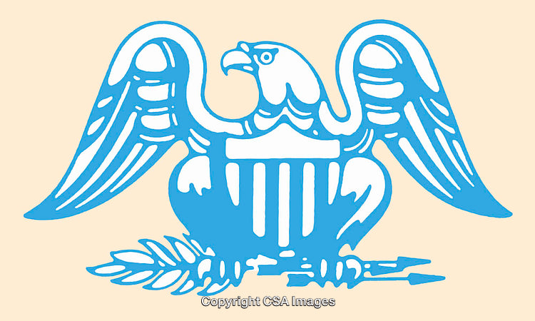 Blue Graphic Illustration of a Symbolic American Bald Eagle Emblem