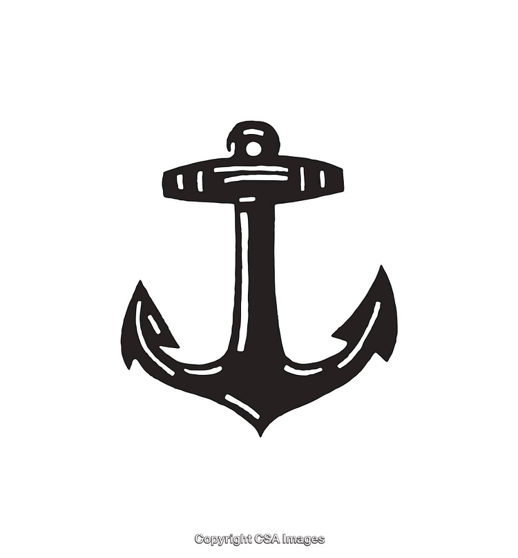 Black And White Line Art Illustration of a Nautical Anchor