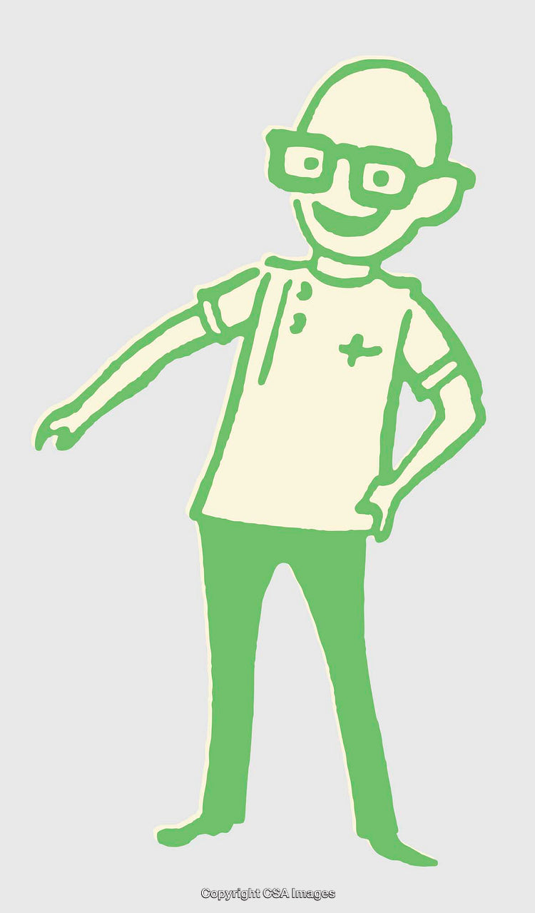 Colorful Line Art Illustration of a Smiling Person Wearing Glasses