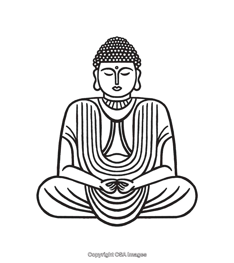 Minimalist Line Art Illustration of Buddha in Meditation
