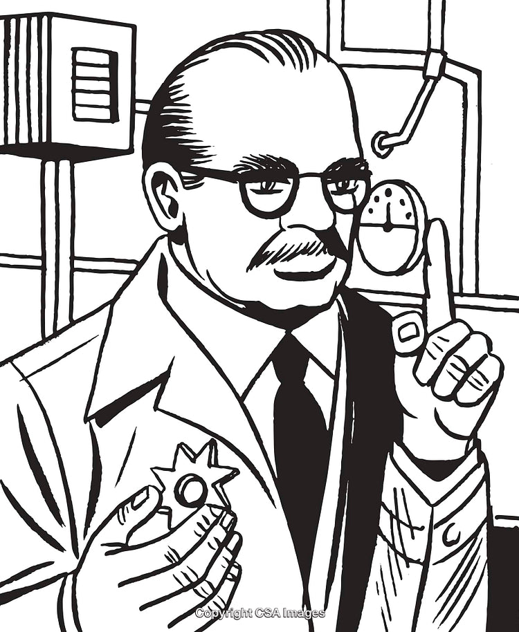 Vintage Scientist Illustration Depicting Laboratory Research and Innovative Ideas