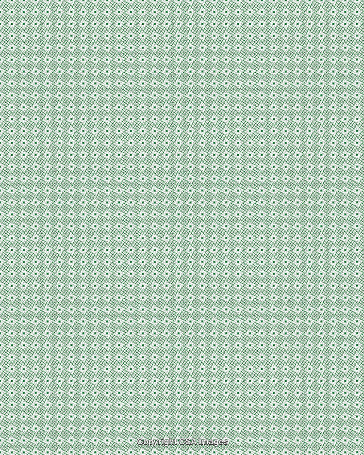 Abstract Geometric Pattern in Green and White with Repetitive Motifs