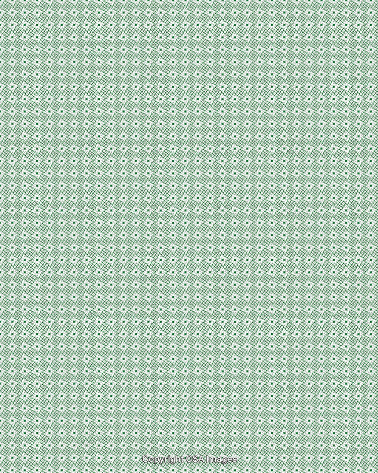 Abstract Geometric Pattern in Green and White with Repetitive Motifs