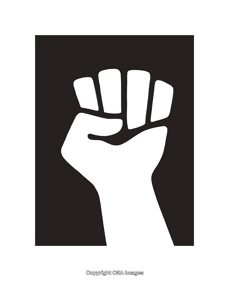 Black and White Icon of Raised Fist Symbol for Empowerment