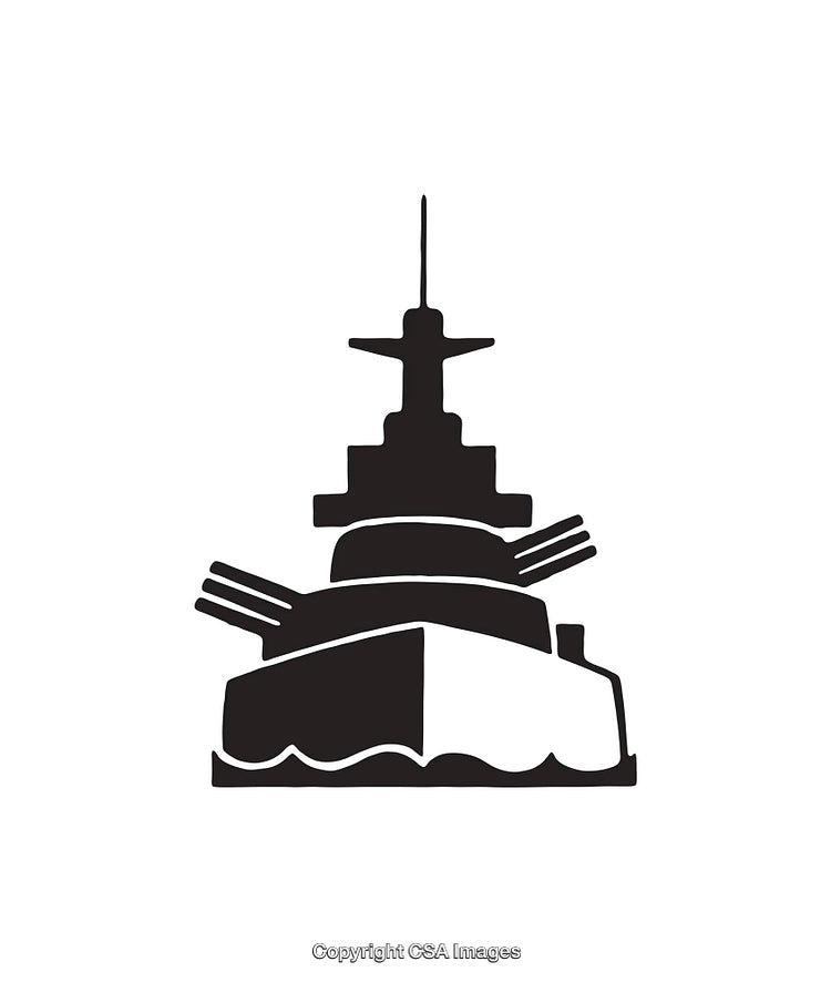 Black And White Battleship Icon on a White Background