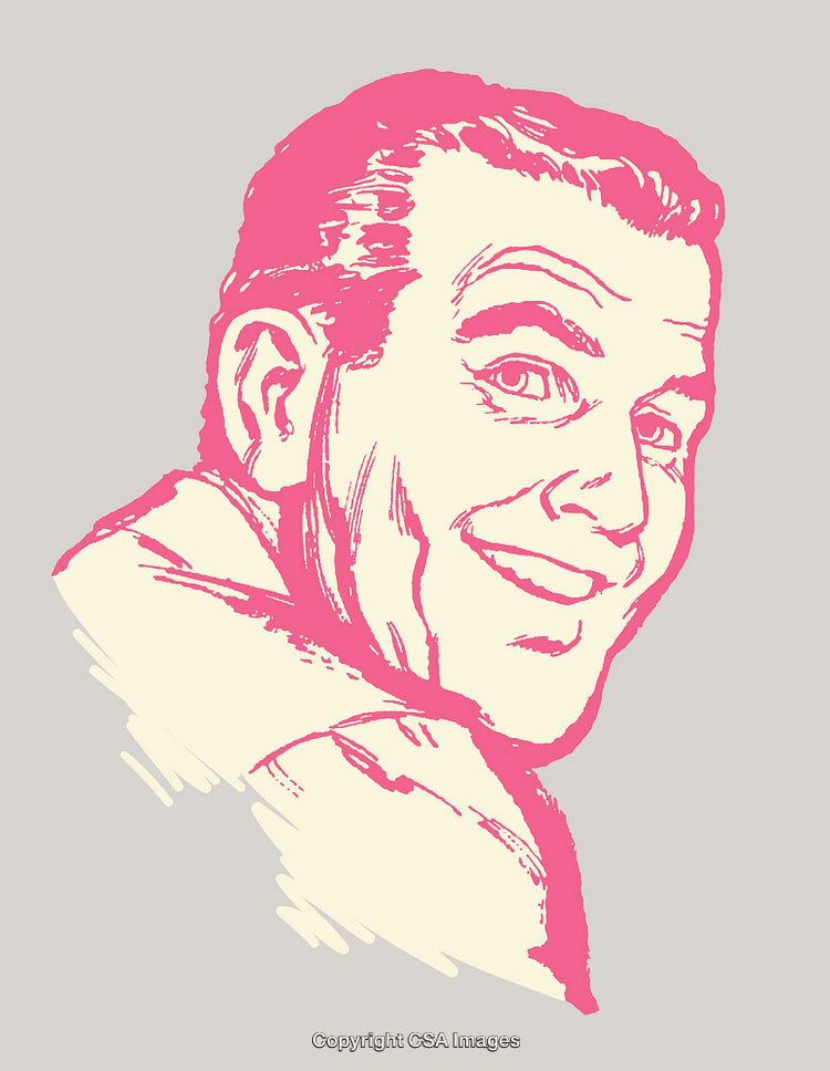 Colorful Line Art Illustration of a Cheerful Man Smiling