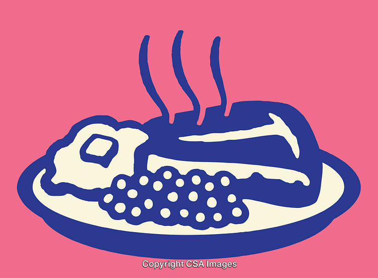 Colorful Line Art Illustration of a Steaming Meal on a Plate