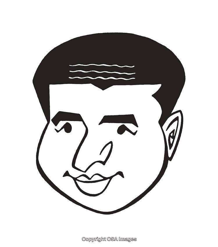 Black and White Smiling Face Line Art in Minimalistic Style