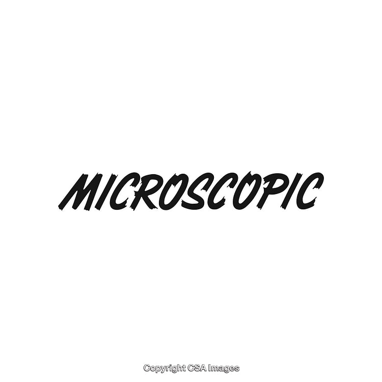 Microscopic Stylized Text on a Solid White Background