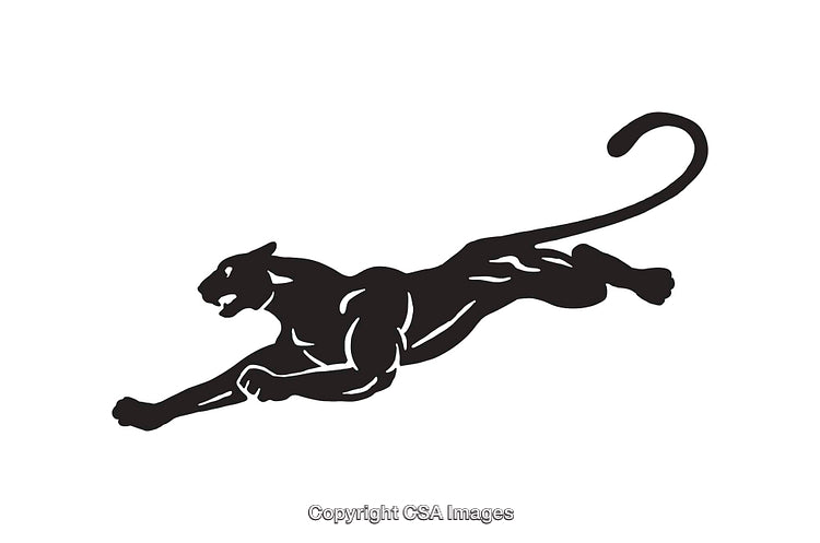 Black Panther Line Art Illustration of a Dynamic Leaping Figure