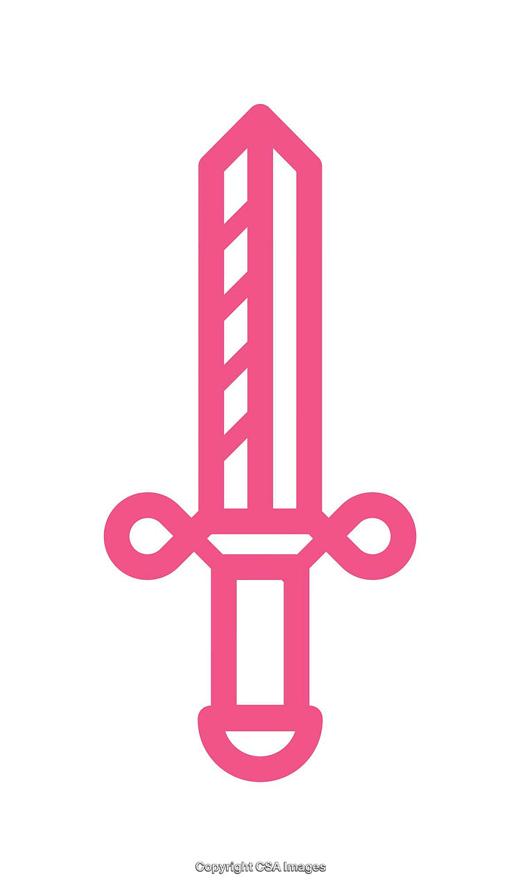 Minimalistic Pink Sword Icon Design on White Background
