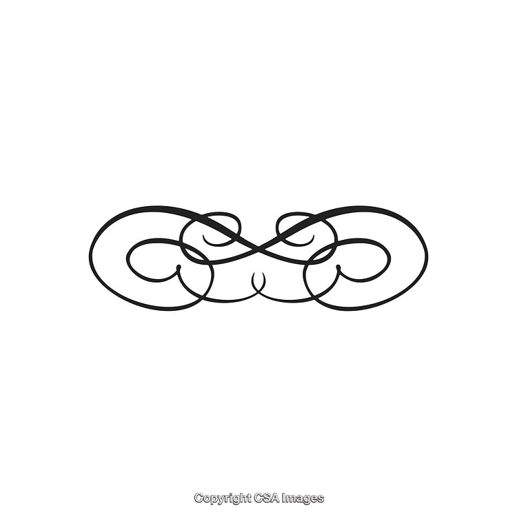 Elegant Decorative Design Ornament in Black and White Minimalist Style