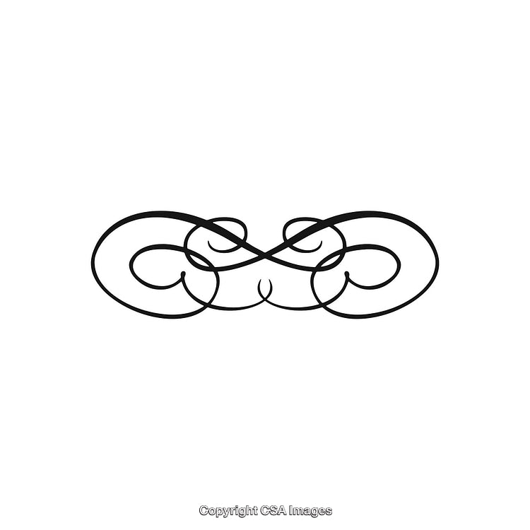 Elegant Decorative Design Ornament in Black and White Minimalist Style