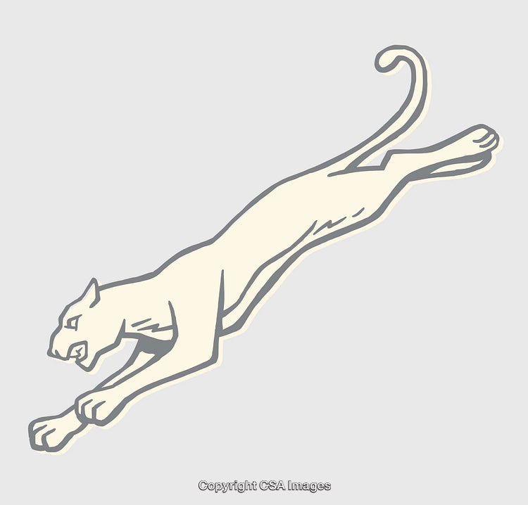 Elegant Line Art of Leaping Panther in Neutral Tones