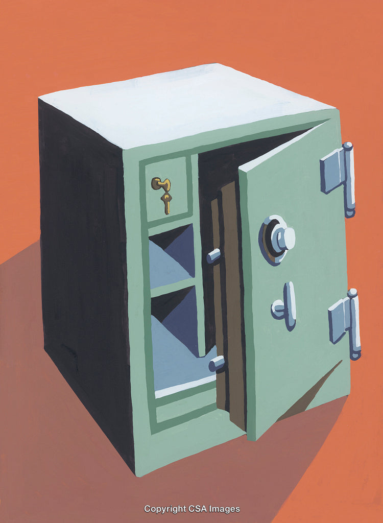 Illustration of a Secure Safety Deposit Box with Keys