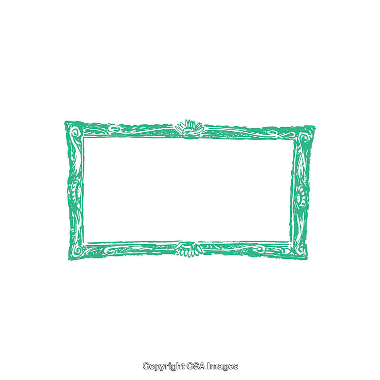 Green Ornate Frame Illustration on White Background for Art or Design Projects