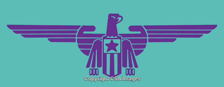 Purple Eagle Symbol Emblem on Aqua Background in Stylized Design