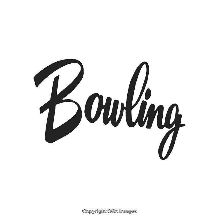 Handwritten Script Text Depicting the Word Bowling in Black on White Background