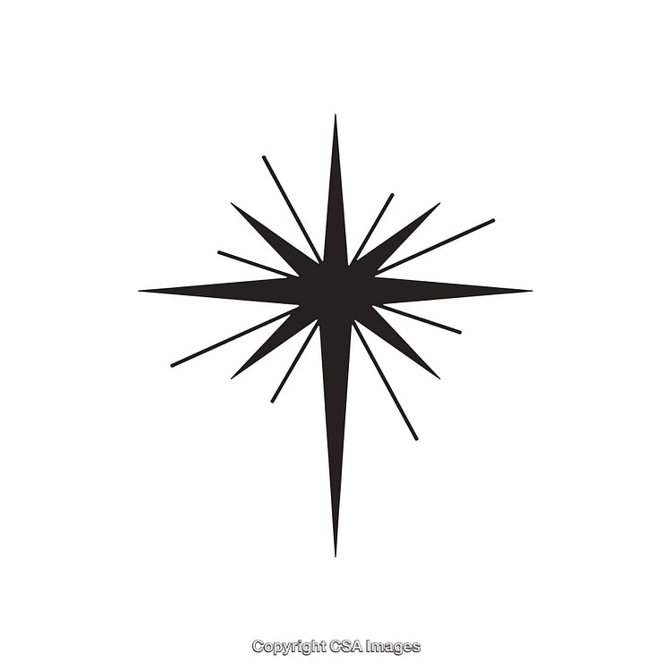 Elegant Black Silhouette of Starburst Shape on White Background