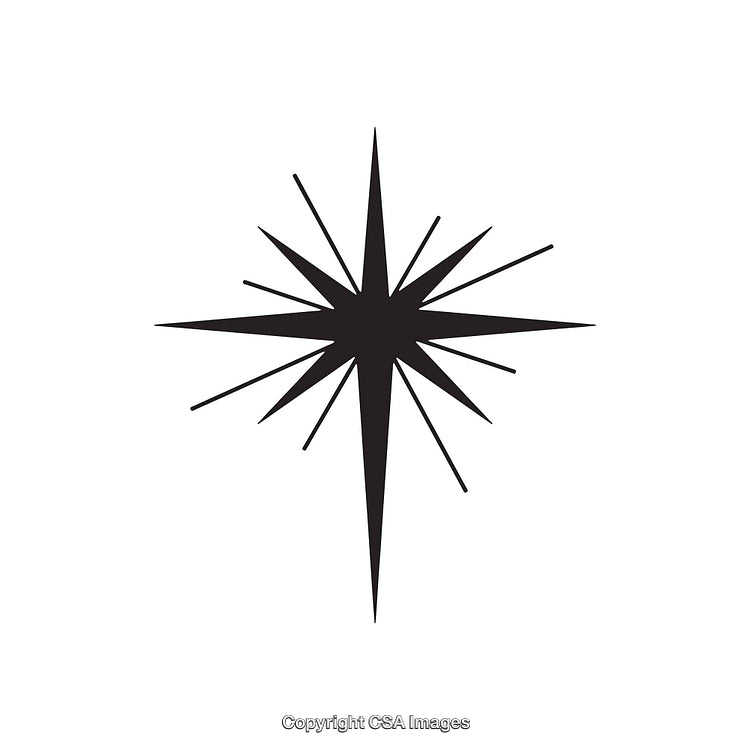 Elegant Black Silhouette of Starburst Shape on White Background