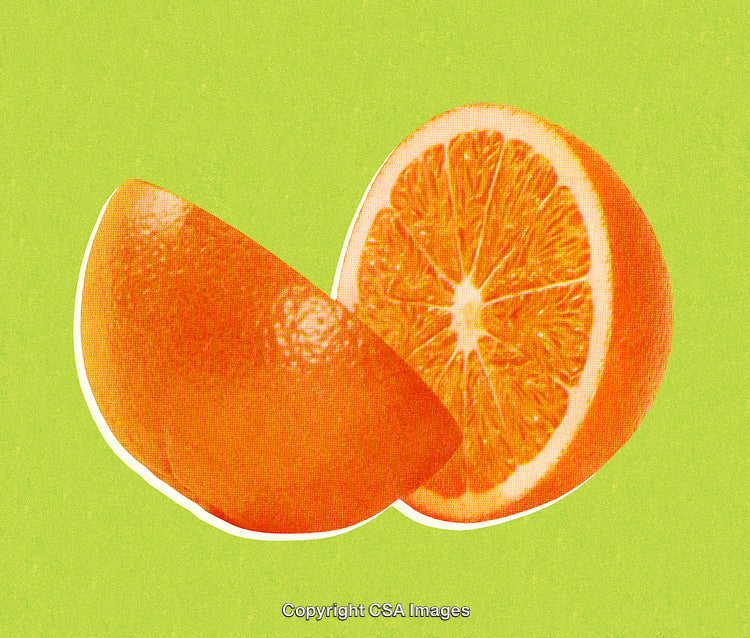 Close-Up of Half an Orange on a Vibrant Green Background