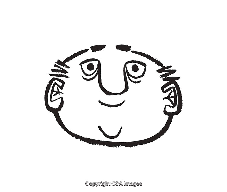 Simple Black and White Line Art of a Smiling Cartoon Face