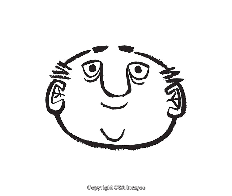 Simple Black and White Line Art of a Smiling Cartoon Face