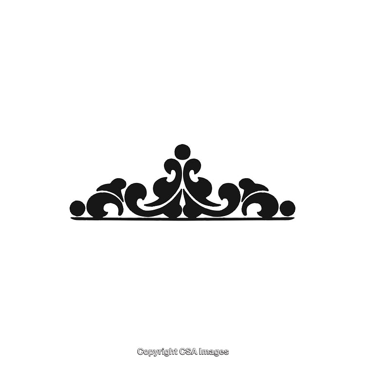 Black and White Decorative Design Ornament with Elegant Floral Motif