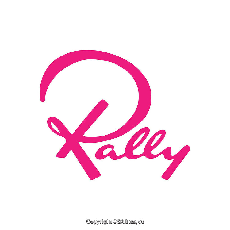 Pink Stylized Rally Logo on a White Background