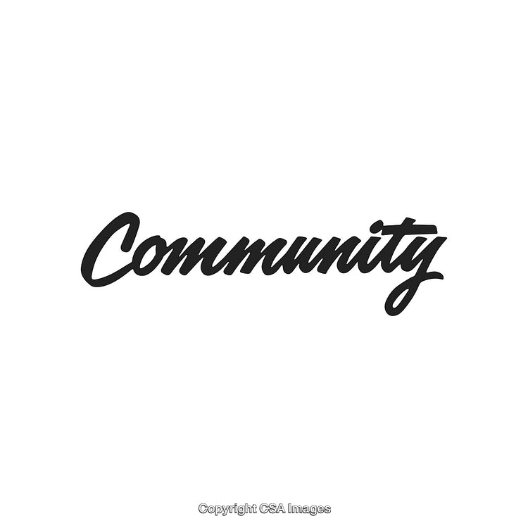 Black Handwritten Community Text Design on a Clean White Background