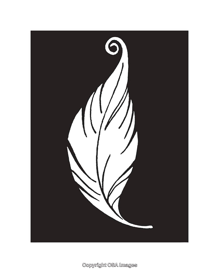 Stylized Black And White Line Art of a Feather Illustration