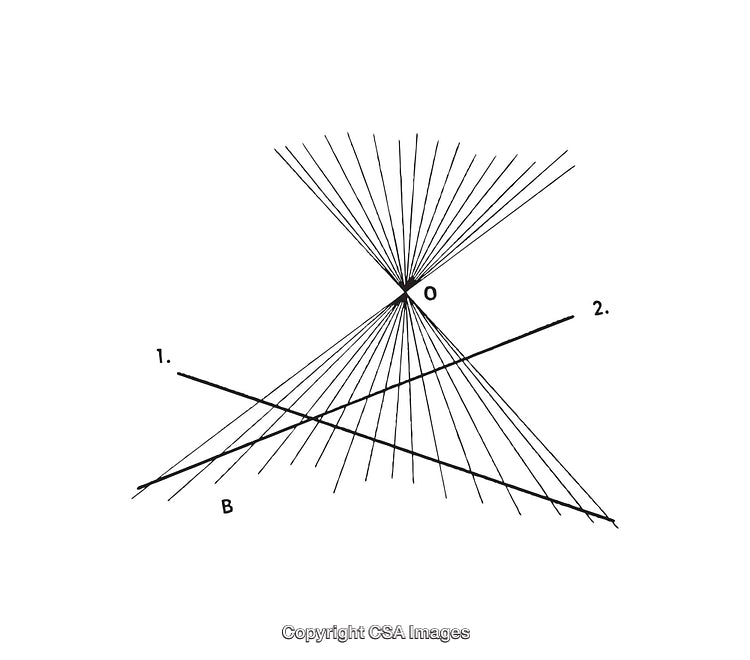 Geometric Diagram Depicting Angular Lines and Intersections in Black and White