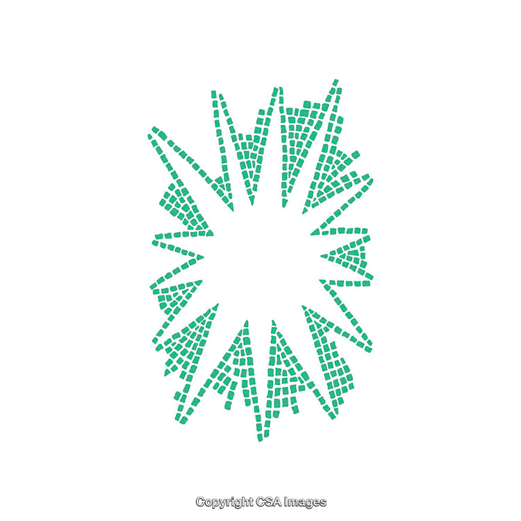 Geometric Abstract Green Mosaic Shape on White Background