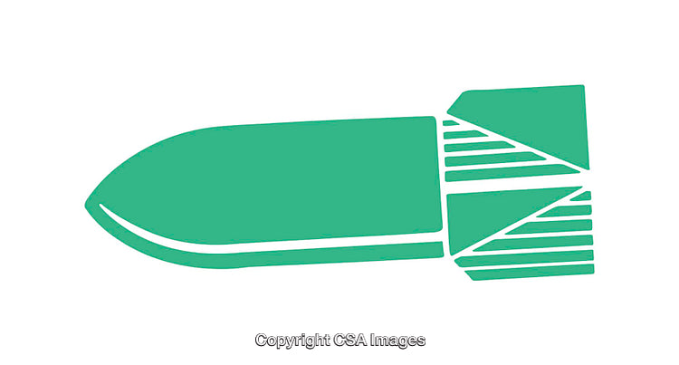 Minimalist Green Icon of a Bullet with Geometric Design Details