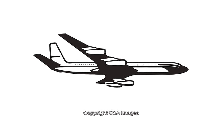 Black and White Icon of an Airplane in Flight