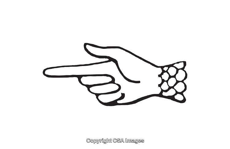Black And White Illustration of a Vintage Pointing Hand