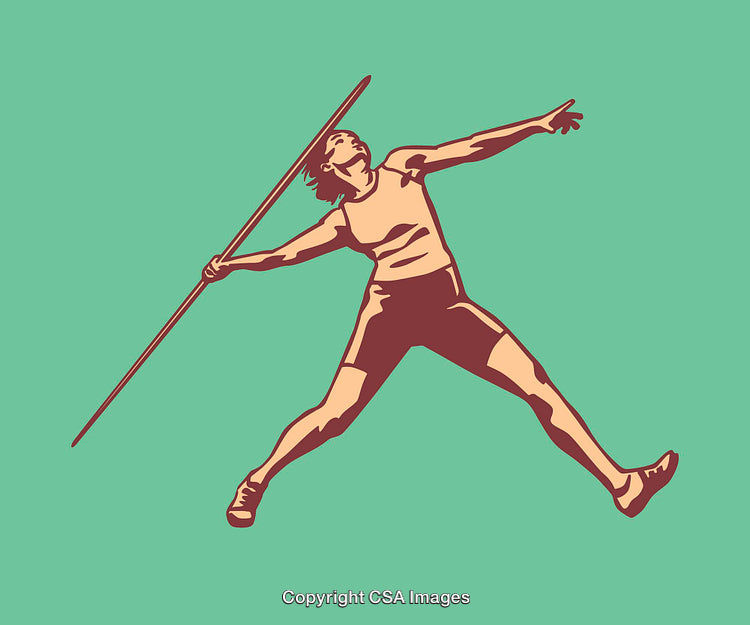 Athlete Throwing a Javelin in Action Pose, Dynamic Illustration