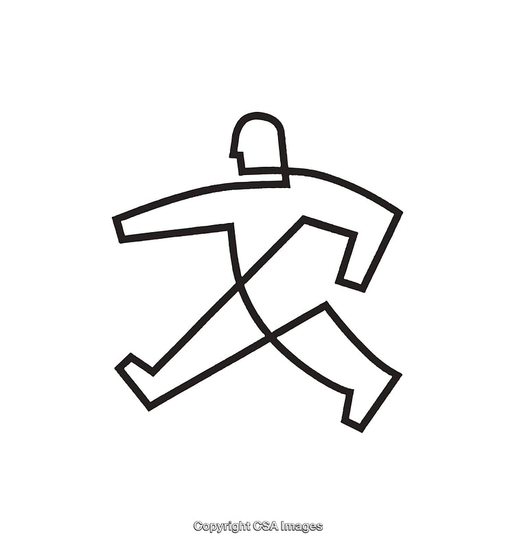 Abstract Black and White Icon of a Running Figure