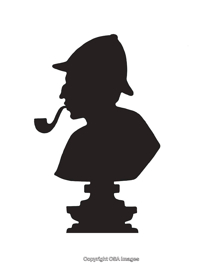 Silhouette of Man Wearing a Deerstalker Hat and Smoking a Pipe