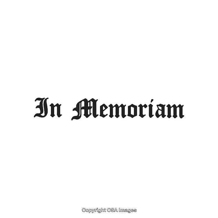 In Memoriam Text Image in Gothic Style with White Background