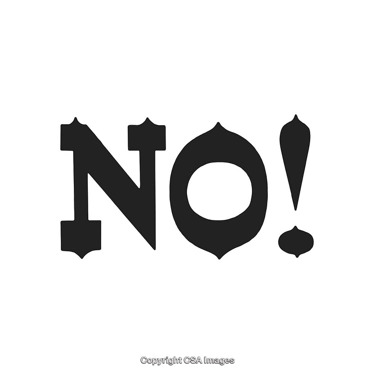 Bold Black Text Saying 'No!' on a White Background