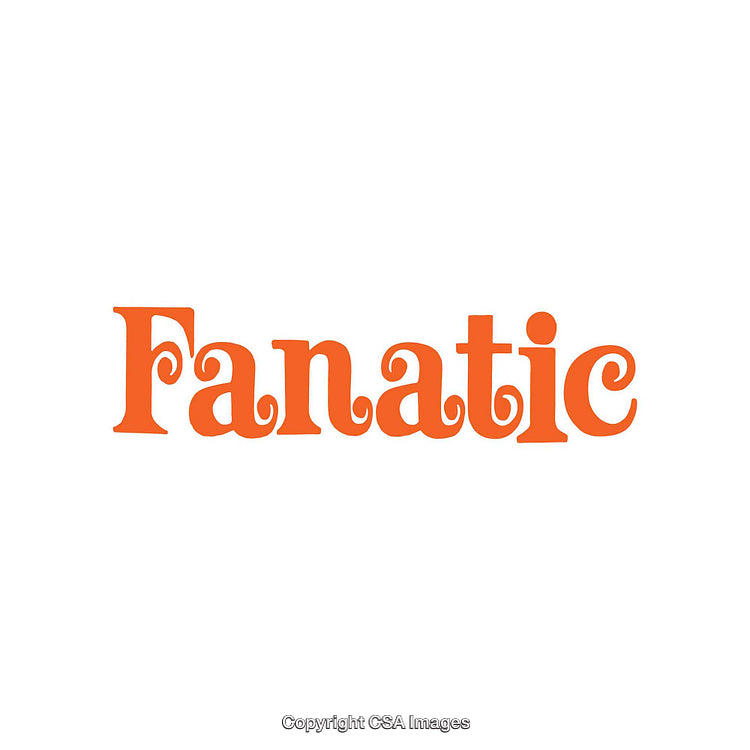 Bright Orange Fanatic Text on a White Background with Curling Font