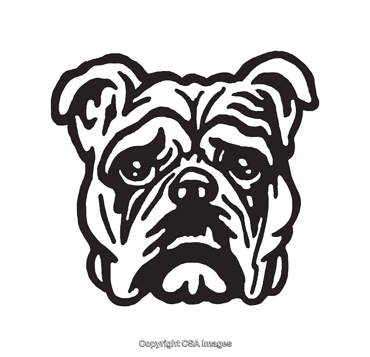 Black and White Bulldog Line Art Icon Illustration