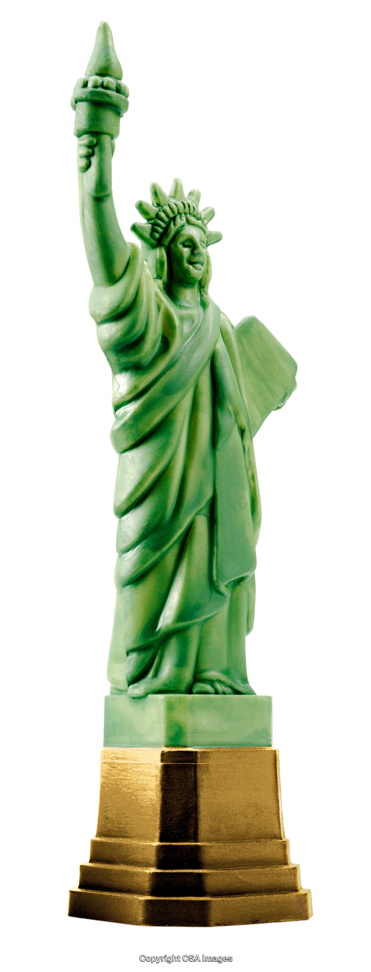 Replica Statue of Liberty Toy with Golden Base Isolated on White