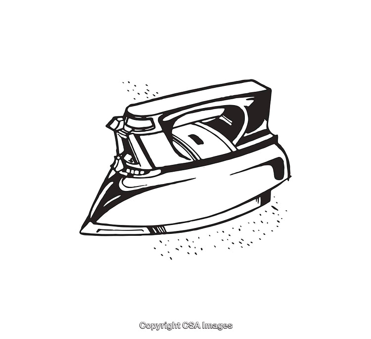 Black and White Line Art Illustration of a Household Iron