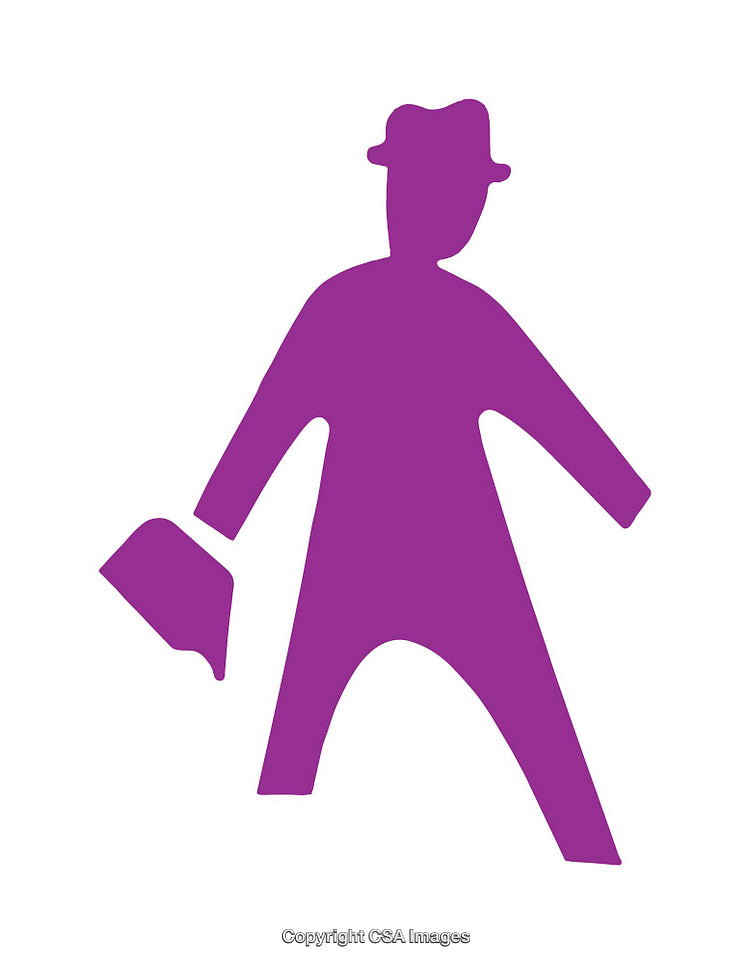 Purple Silhouette Icon of a Person Holding a Briefcase